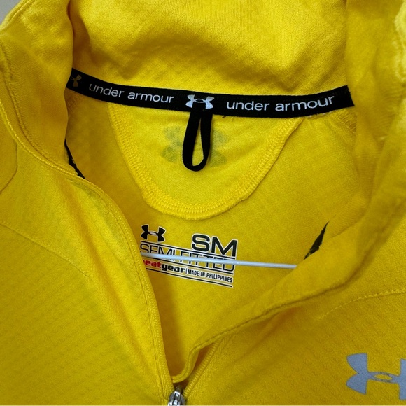 Under Armour Men’s Long-sleeve 1/2 Zip Running Athletic Jacket Yellow Sz SM - Picture 2 of 4